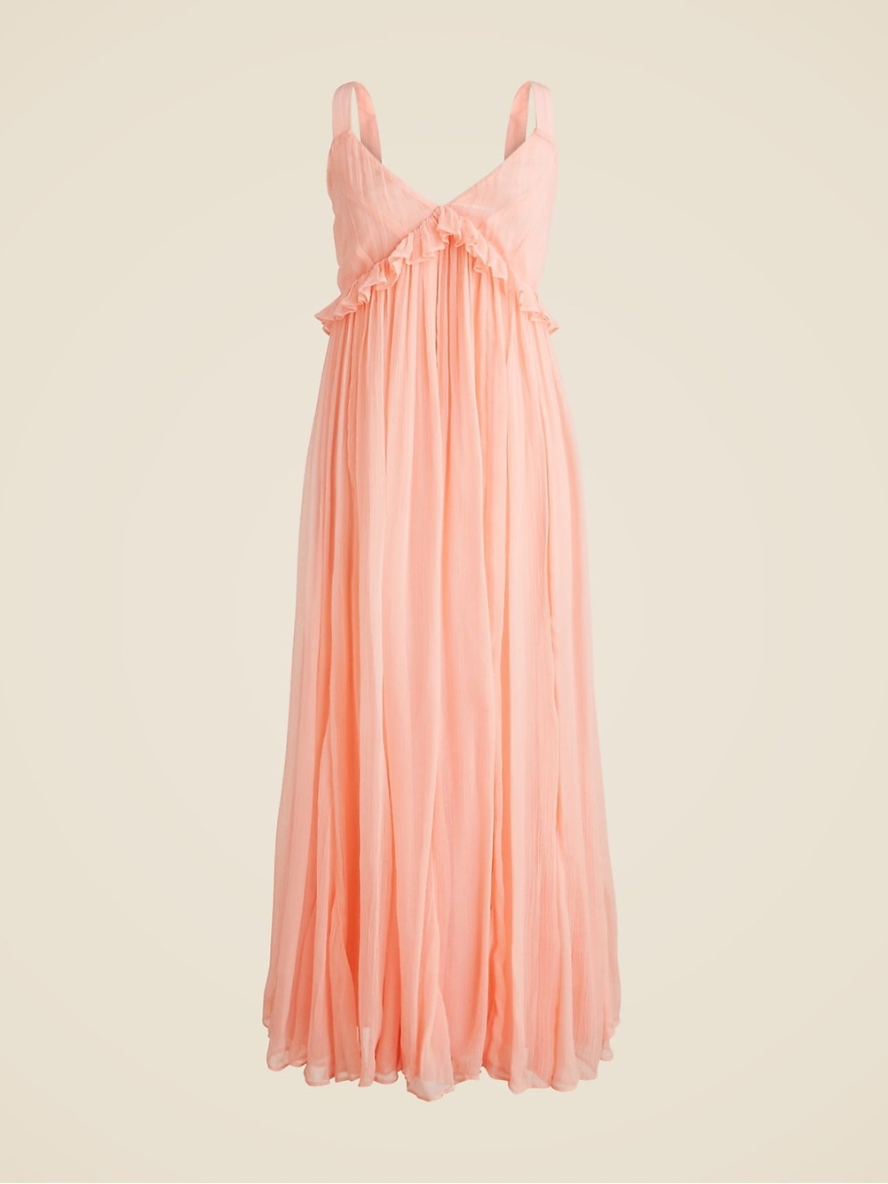 J. Crew Collection Ruffle Trim Midi Dress crinkle cupro in Blushes Peach Size 8